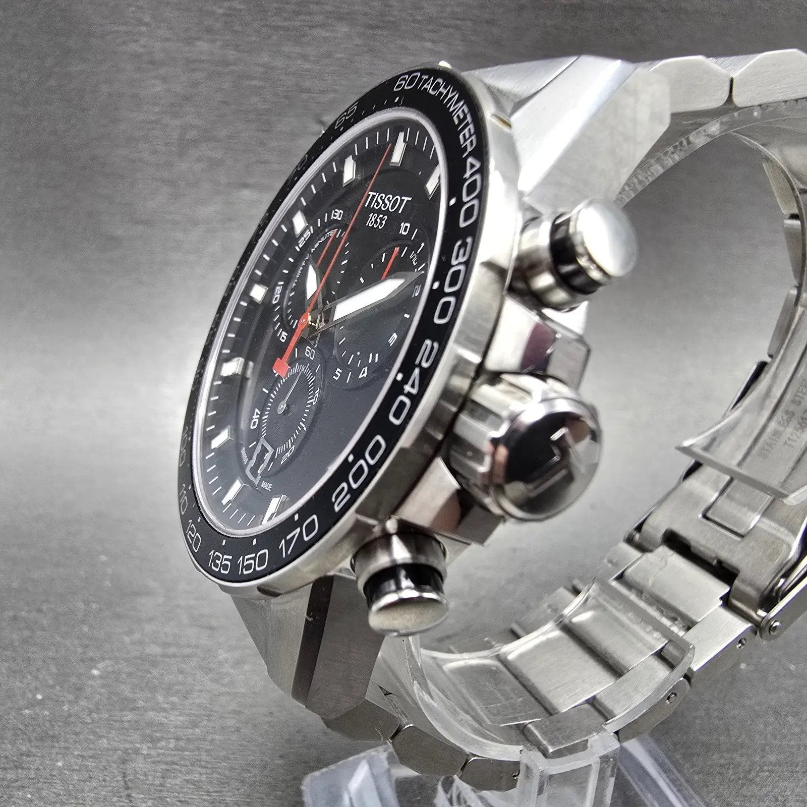 Tissot Supersport Chrono Watch Men 46mm Black Dial Steel Date Round New Battery2