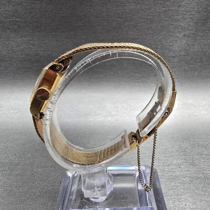 Seiko Watch Women 14mm Gold Dial Gold Tone Rectangle 11-3189 Manual Wind Works6