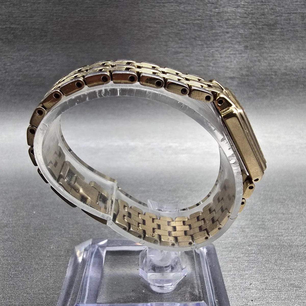 Seiko Watch Women 16mm Gold Dial Gold Tone Rectangle 1N01-0FH0 New Battery JP348