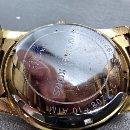 Michael Kors Mercer Watch 42mm Women Champagne Dial Gold Chronograph New Batt9