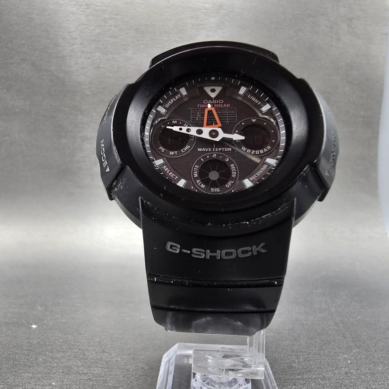 Casio G-Shock AWG-500J Watch Men 48mm Black Dial Black Alarm Chronograph Solar5