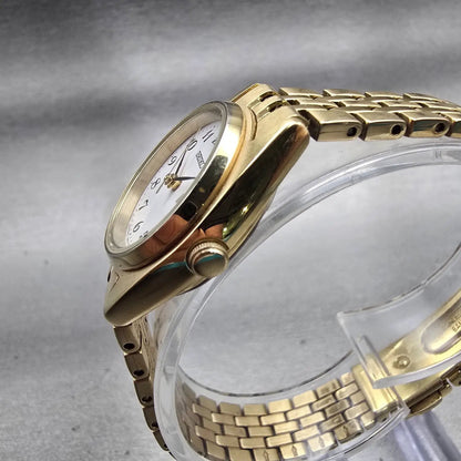 Seiko Watch Women 23mm White Dial Gold Tone Daydate Round 7N83-0011 New Battery2