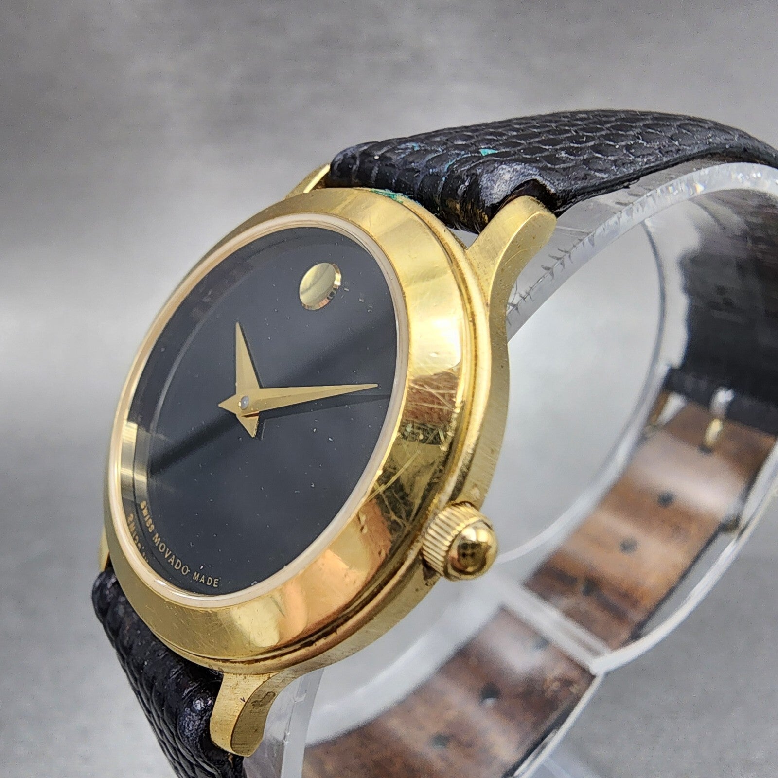 Movado Museum Watch Women 26mm Black Dial Gold Tone Round 87 E4 0814 New Batt2