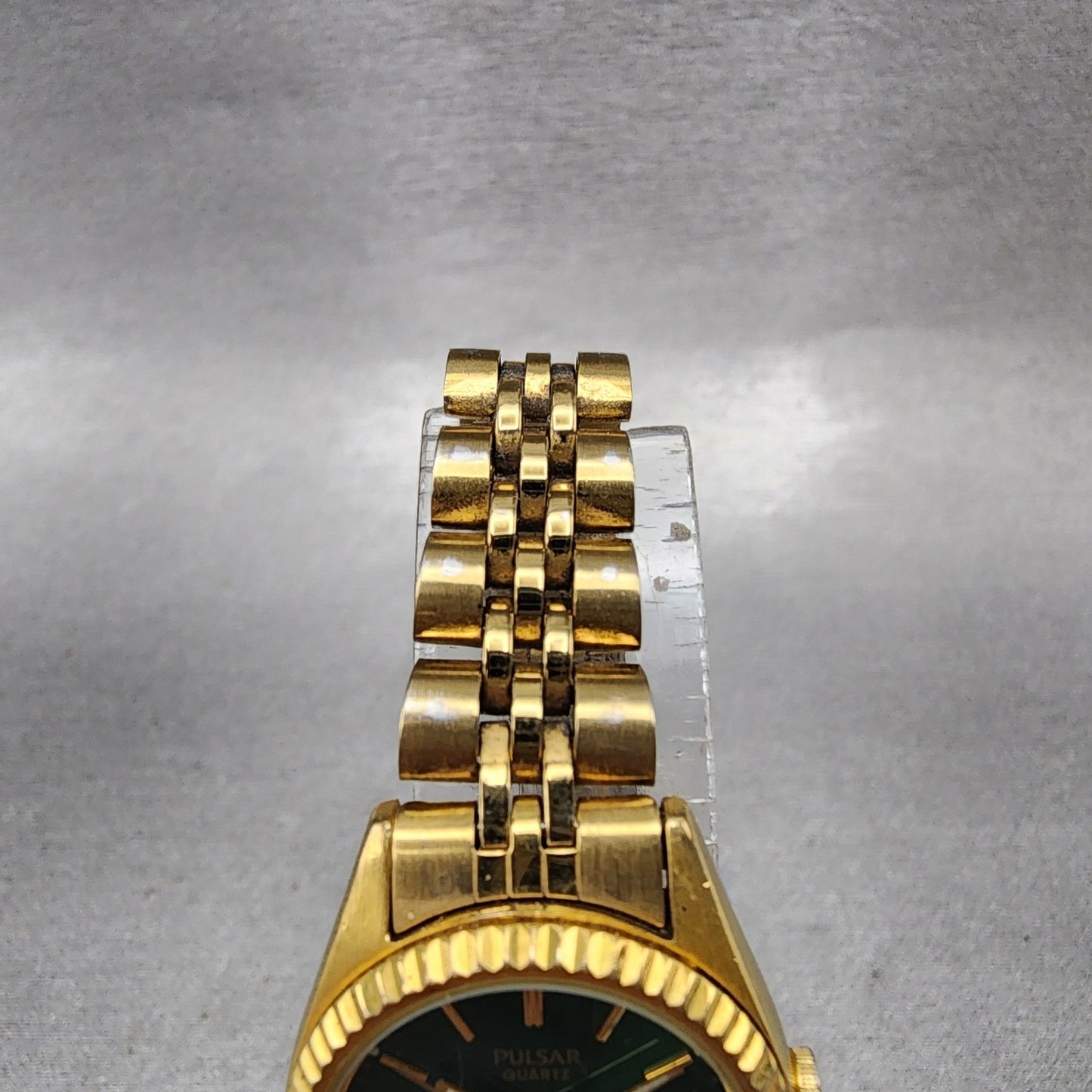 Pulsar Watch Women 24mm Green Dial Gold Tone Daydate Round V7830030 New Battery4