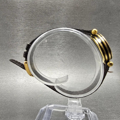 Gucci 2000L Watch Women 22mm Black Dial Gold Plated Round New Battery VTG BDRER7