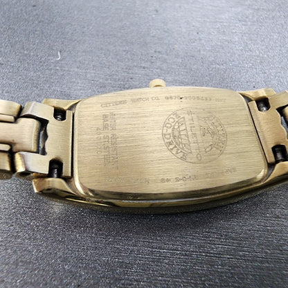 Citizen Eco-Drive Stiletto Watch Women 18mm MOP Dial Gold Tone G670-S008433 Runs