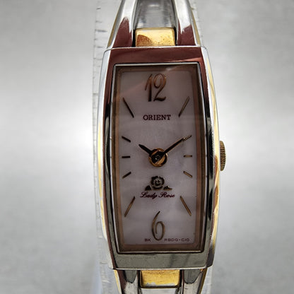Orient Lady Rose Watch Women 13mm MOP Dial Two Tone Rectangle New Battery1