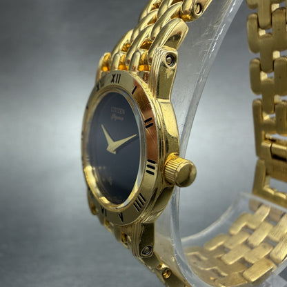 Citizen Elegance Watch Women 22mm Black Dial Gold Tone Round 5420-S26003 Newbat12