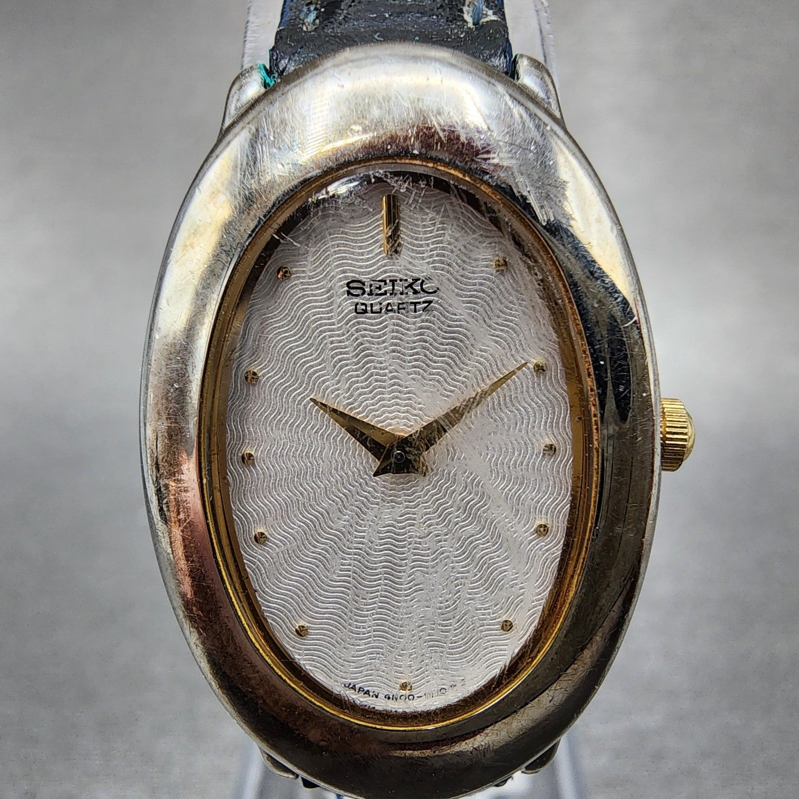 Seiko Watch Women 20mm Silver Dial Silver Tone Oval 4n005699 New Battery1