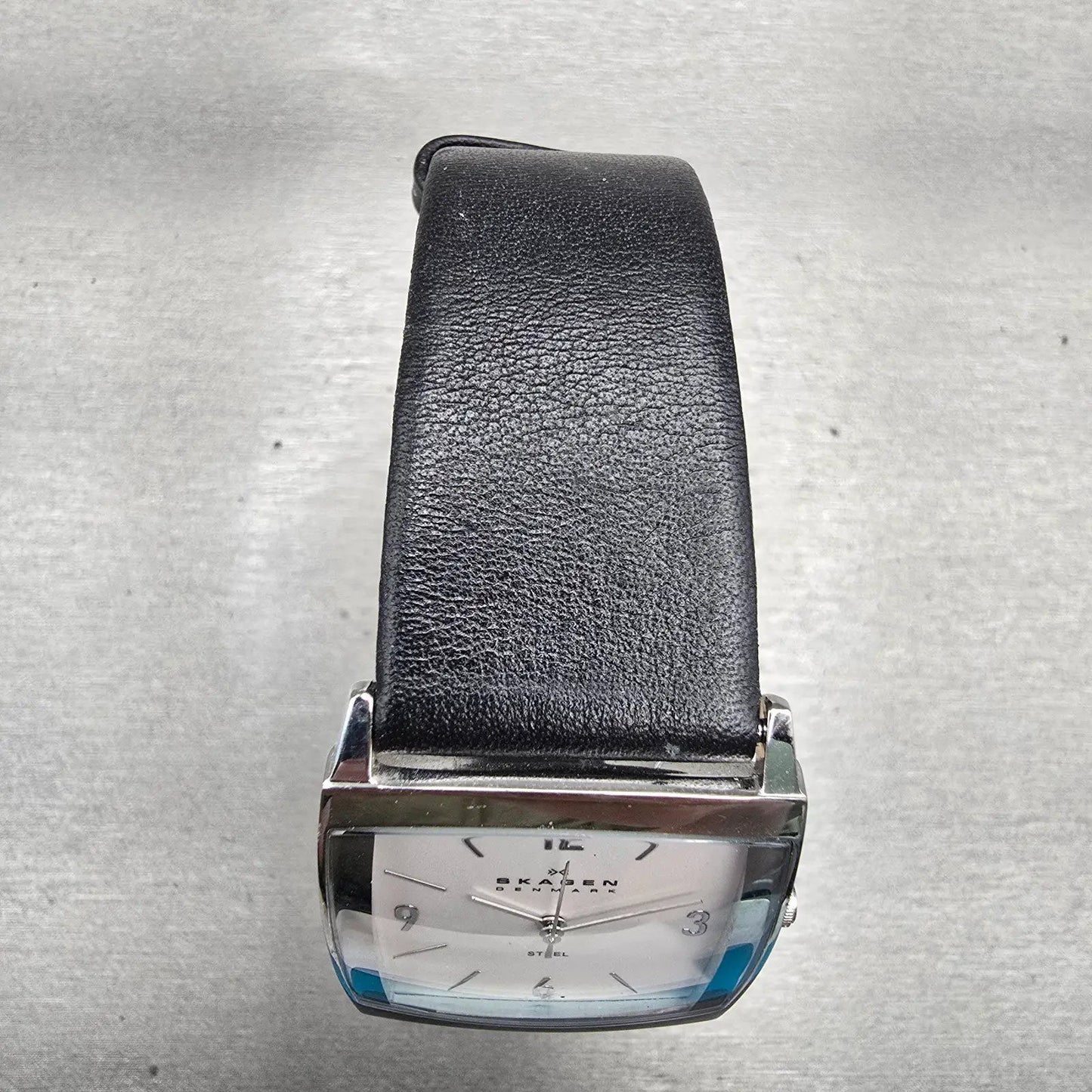 Skagen Watch Men 31mm White Dial Silver Tone Rectangle 691LSLS New Battery4