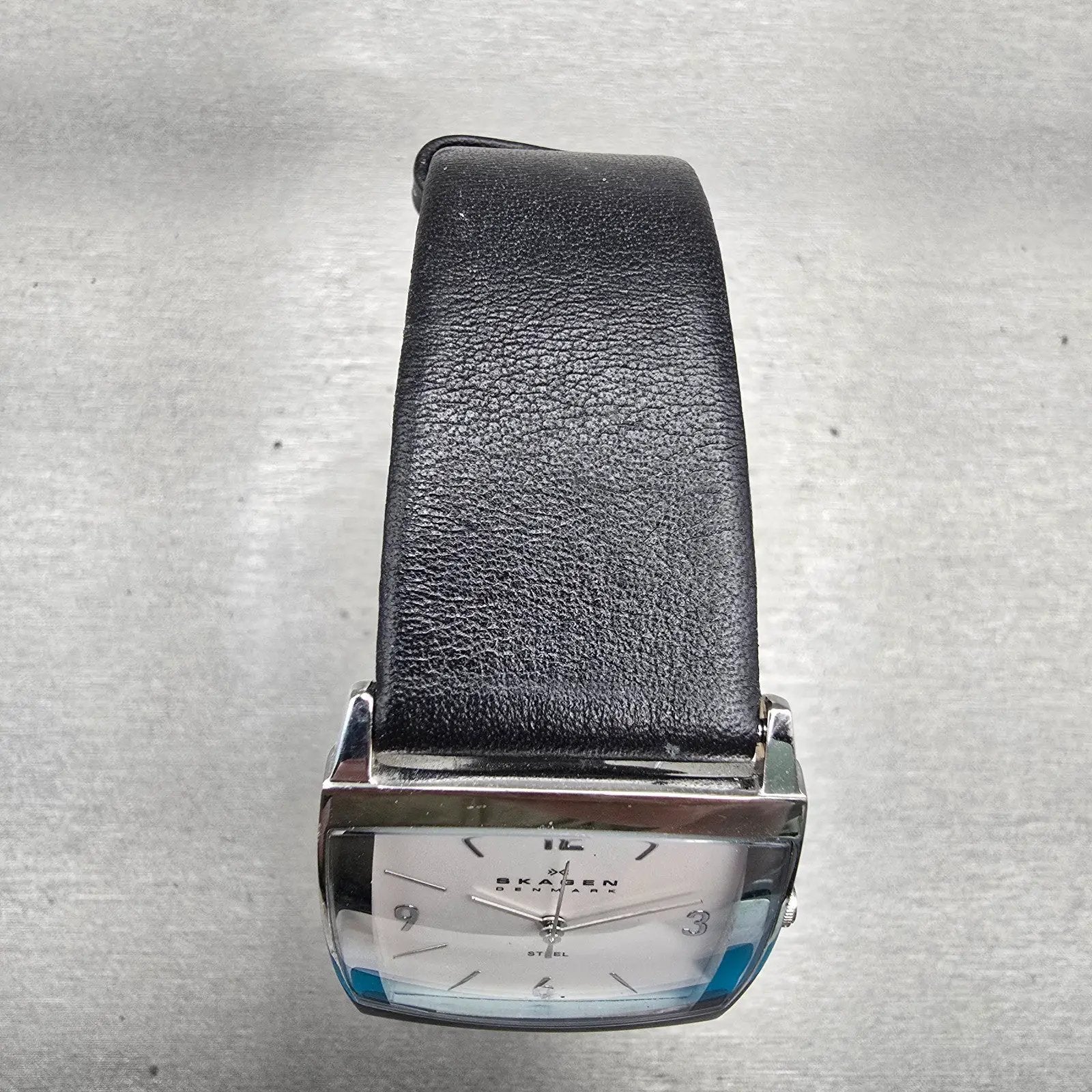 Skagen Watch Men 31mm White Dial Silver Tone Rectangle 691LSLS New Battery4