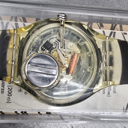 Swatch Scuba 200 Smile Watch Men 38mm White Dial Clear Case SKD127 New Battery10