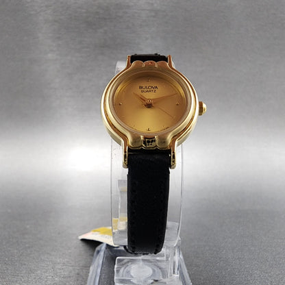 Bulova Watch Watch Women 20mm Gold dial Gold Tone Round New Batt NOS 92E967