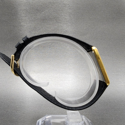 Pulsar Tank Watch Men 24mm Black Dial Gold Tone Rectangle V320-5059 New Batt