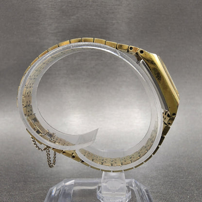 Seiko Tank Watch Women 12mm Champagne Dial Gold Tone Rectangle Manual Wind Runs8