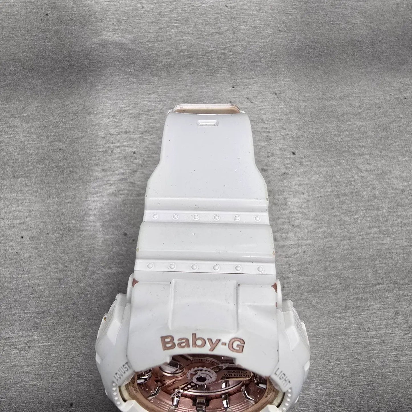 Casio Baby-G BA-100 Watch Women 42mm Rose Gold Dial White Chrono Alarm New Batt6
