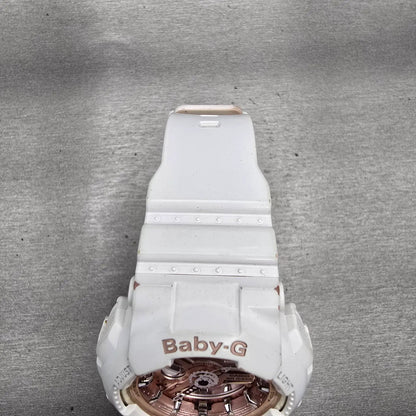Casio Baby-G BA-100 Watch Women 42mm Rose Gold Dial White Chrono Alarm New Batt6