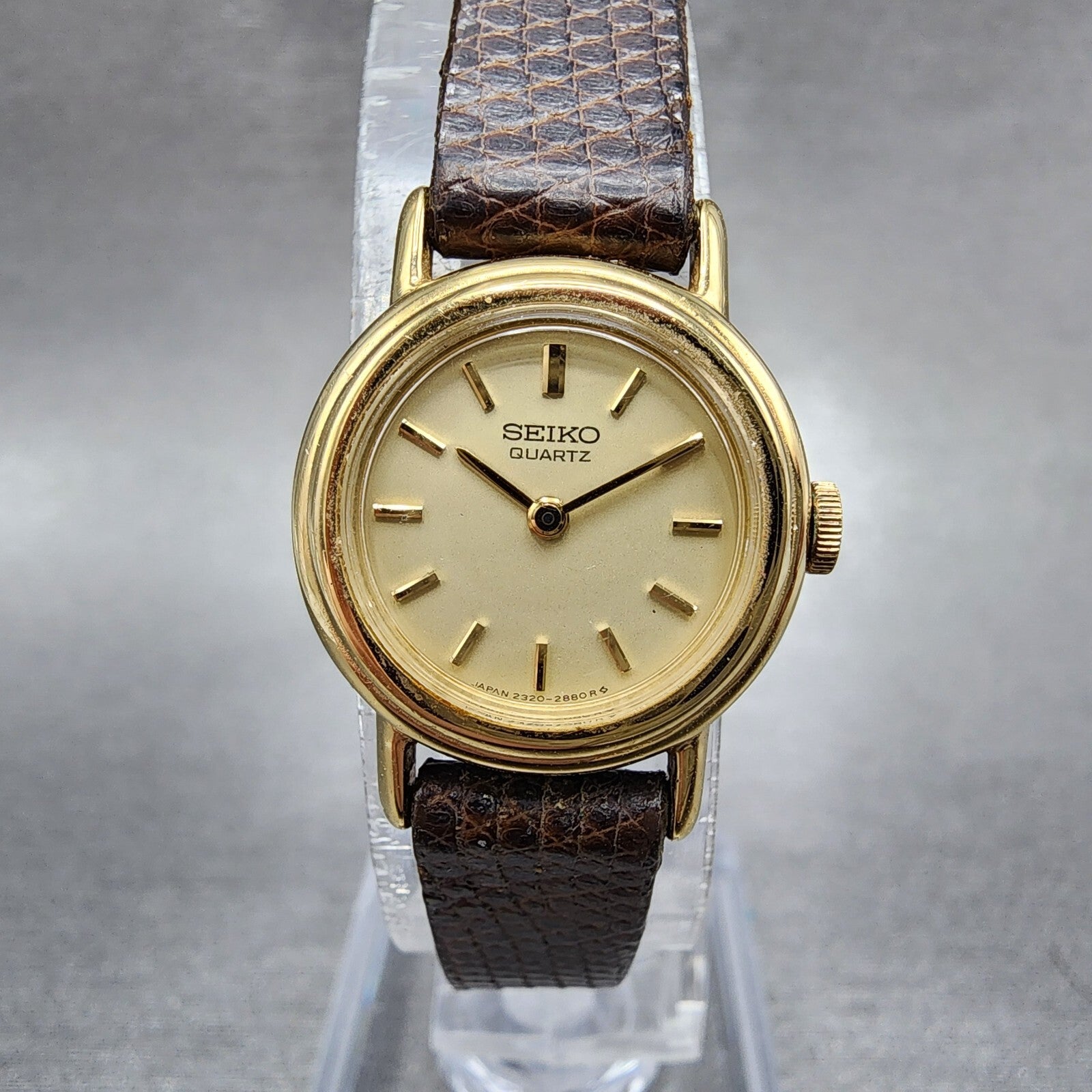 Seiko Watch Women 19mm Cream Dial Gold Tone Round 23200319 New Battery VTG0