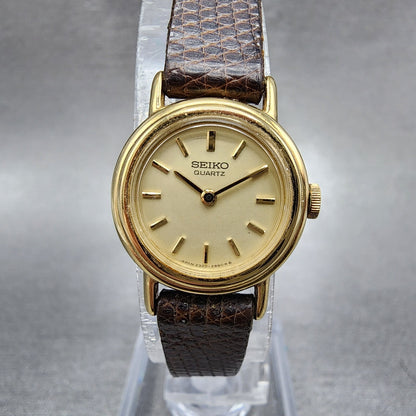 Seiko Watch Women 19mm Cream Dial Gold Tone Round 23200319 New Battery VTG0