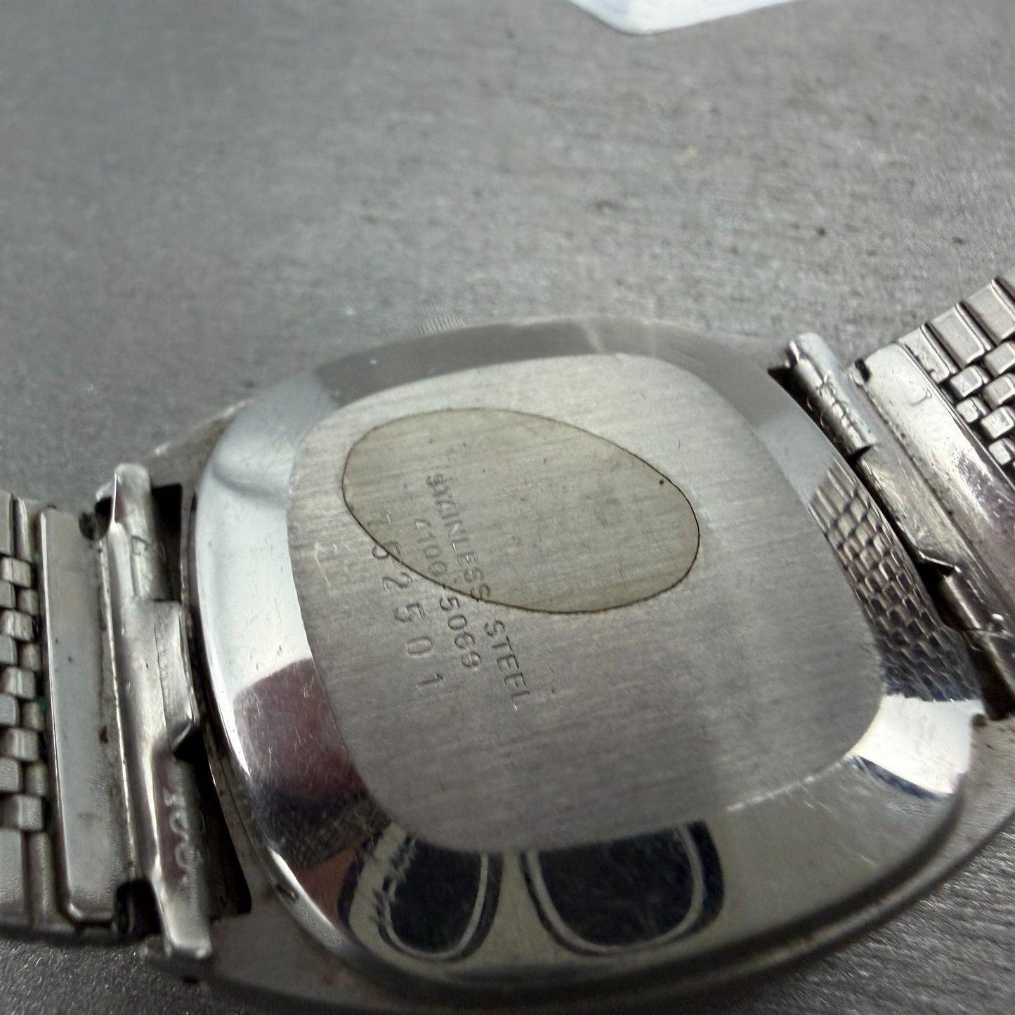Seiko Watch Men 32mm Blue Dial Silver Tone Rectangle 4100-5069 New Battery VTG9