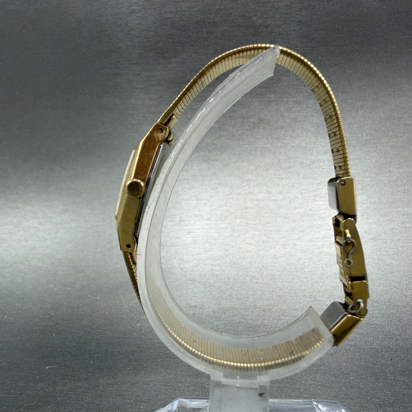 Seiko Watch Women 18mm Gold Dial Gold Tone Hexagon 2C20-5790 New Battery KL96