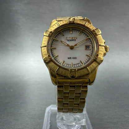 Citizen Dive Watch Women 28mm MOP Dial Gold Tone Date 6010-G12811 New Battery5