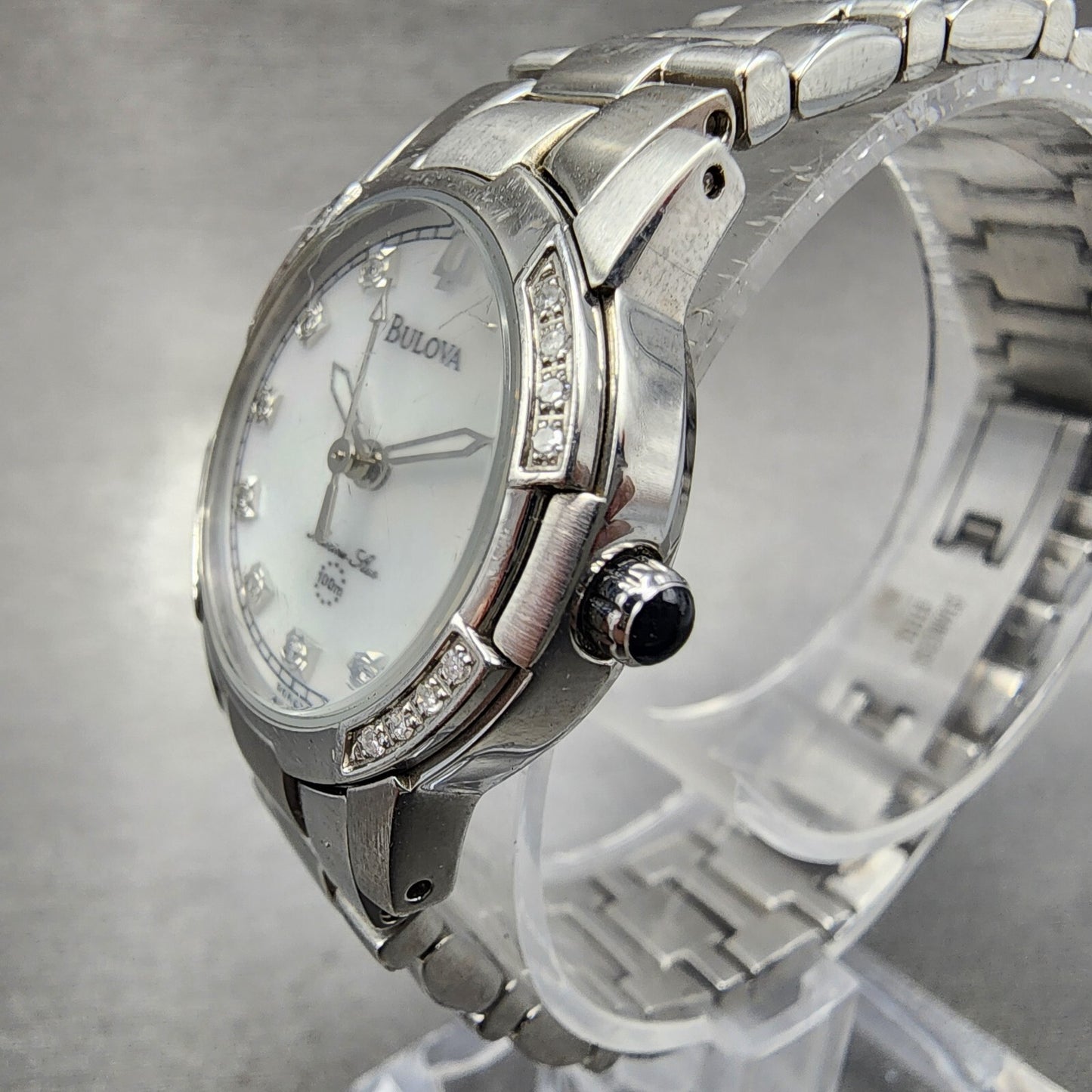 Bulova Marine Star Watch Women 26mm MOP Dial Silver Tone Date 96R42 New Battery2