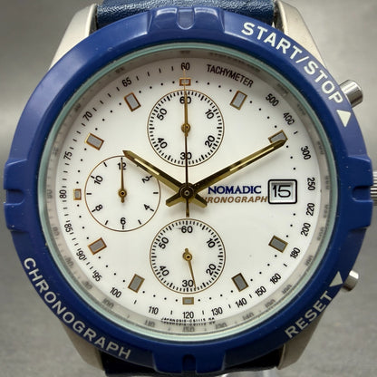 Citizen Nomadic Chronograph Watch Men 38mm White Dial Silver Tone Date New Batt1