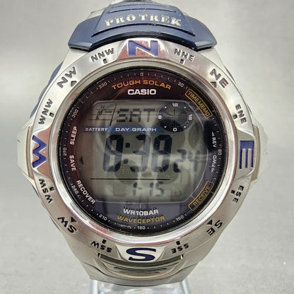Casio Pro Trek PRW-100BJ Watch Men 46mm Digital Blue Tone Solar Wave Ceptor READ