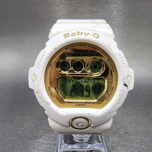 Casio BabyG BG6901 Watch Women 46mm Gold Dial White Tone Alarm Chrono New Batt0