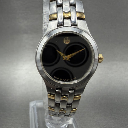 Movado Museum Watch Women 24mm Black Dial Two Tone Round 81-E4-1832 New Batt0