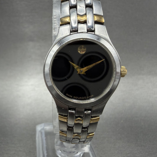 Movado Museum Watch Women 24mm Black Dial Two Tone Round 81-E4-1832 New Batt0