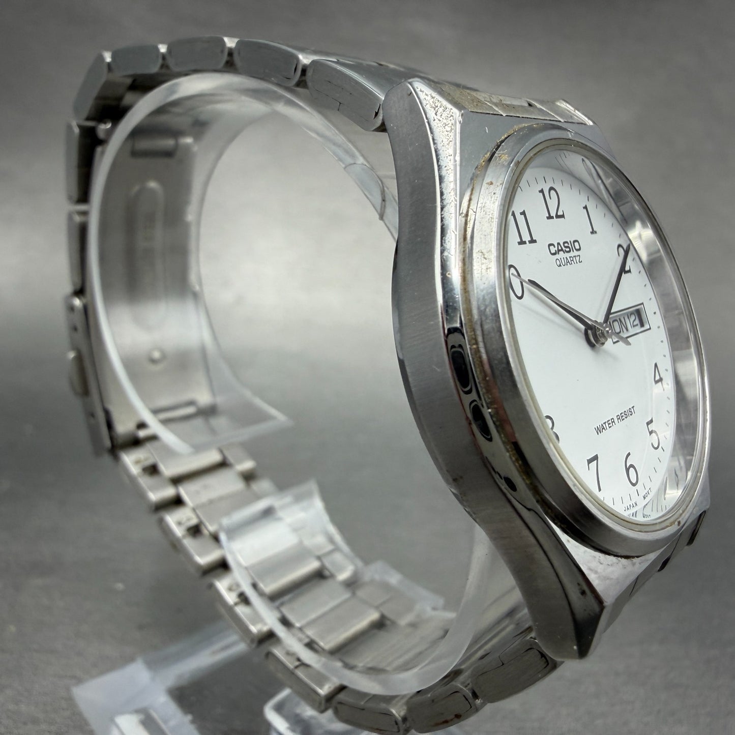 Casio Watch Men 35mm White Dial Silver Tone Daydate MTP-1240DJ New Battery3