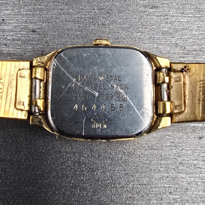 Seiko Watch Women 17mm Brown Dial Gold Tone Rectangle 2C20-5789 New Battery JP3410