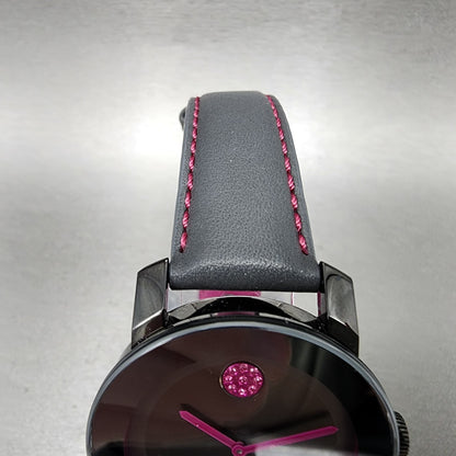 Movado Bold Watch Women 36mm Black Dial Black Case Breast Cancer ED New Battery