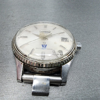 Citizen Autodater Watch Men 39mm White Dial Steel Daydate Automatic 1402a-t Runs