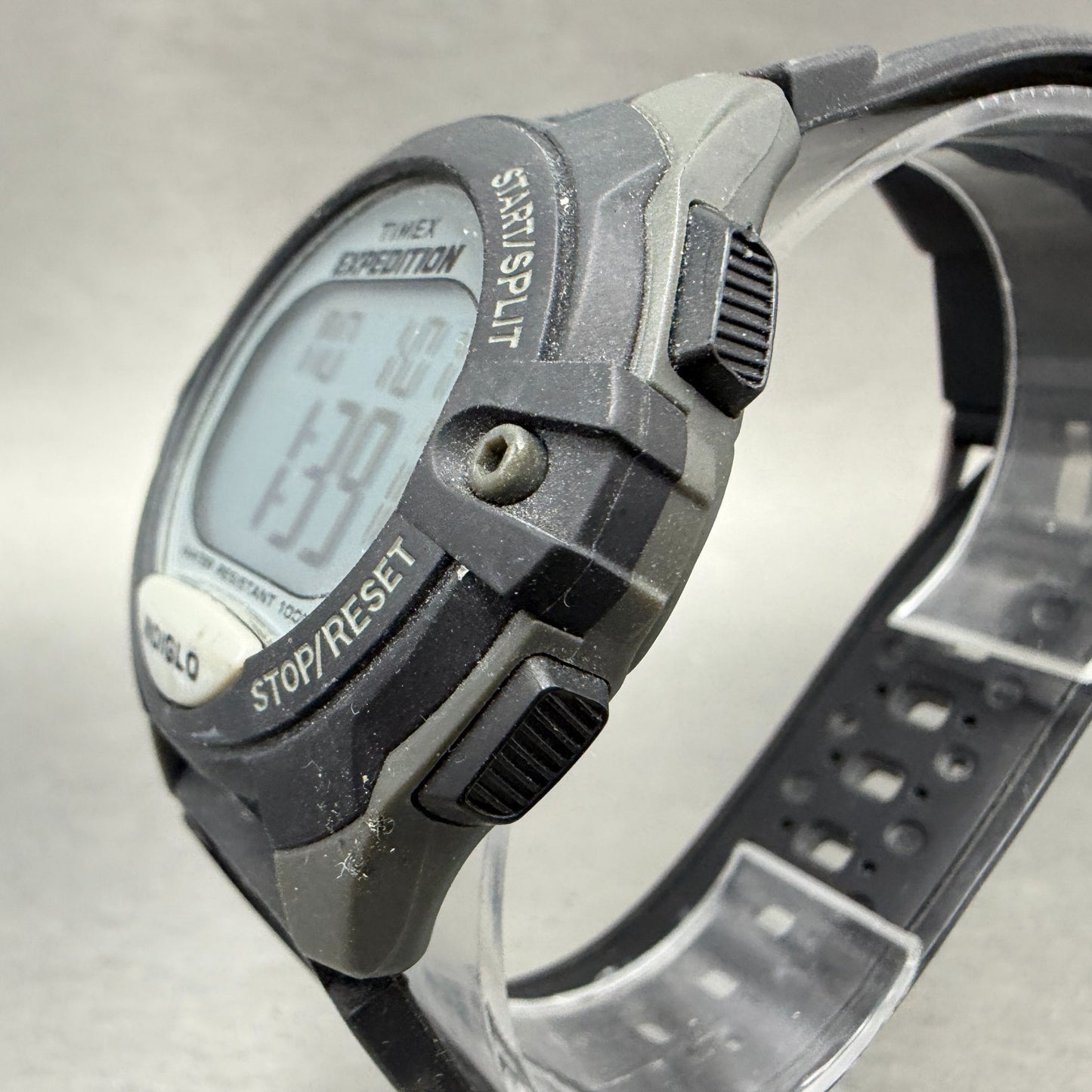 Timex Expedition Watch Men 42mm Digital Silver Black Alarm Chrono Round New Batt2