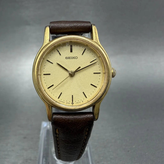 Seiko Watch Women 23mm Champagne Dial Gold Tone Round 2p21-0a9a New Battery0