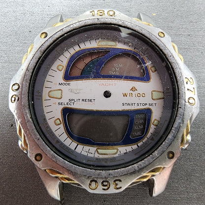 Citizen Yachtmaster Watch Men 42mm Analog Digital Round C211 Silver Tone PARTS2