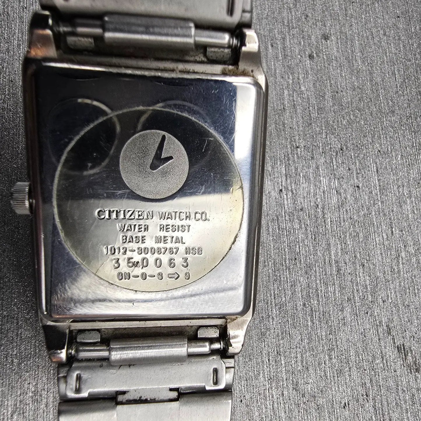 Citizen Watch Men 26mm Blue Dial Silver Tone Date Rectangle 1012-S006767 New Bat10