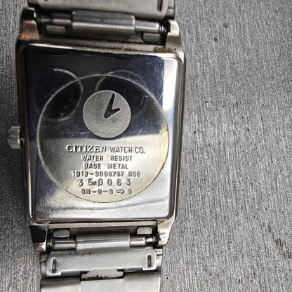 Citizen Watch Men 26mm Blue Dial Silver Tone Date Rectangle 1012-S006767 New Bat10