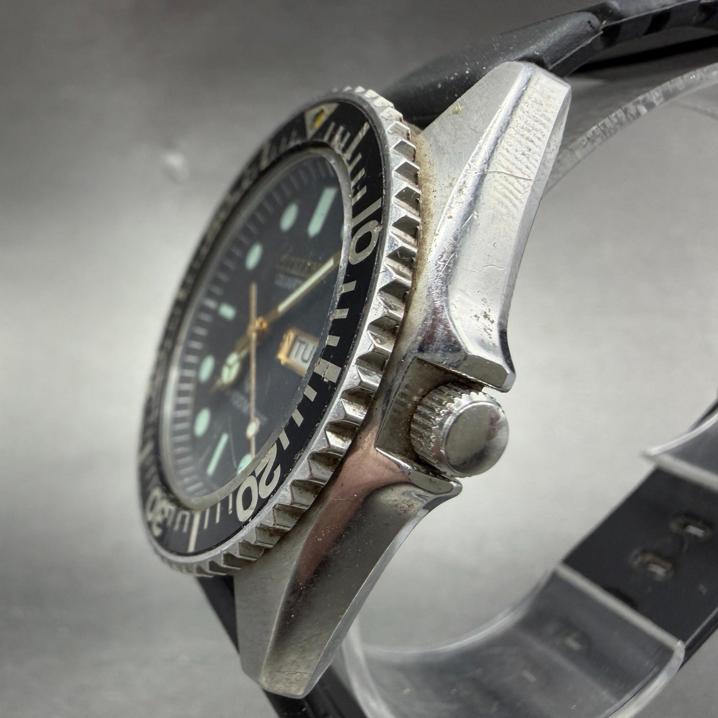Citizen CQ Dive Watch Men 38mm Black Dial Steel Daydate 3801-450671 PARTS3