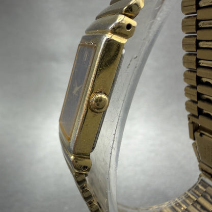Seiko Tank Watch Women 13mm Blue Dial Gold Tone Rectangle 2E206759 New Battery2