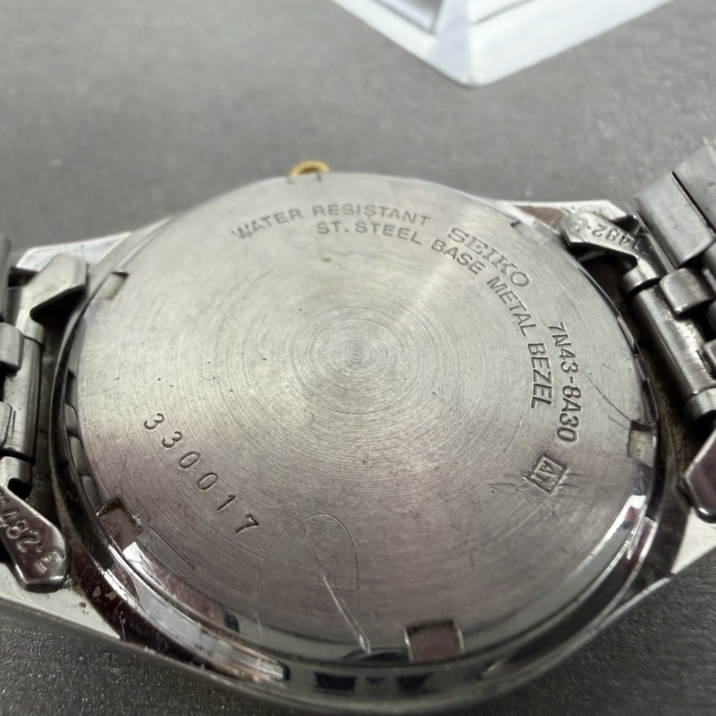 Seiko Watch Men 36mm Silver Dial Two Tone Daydate Round 7n438a30 New Battery9