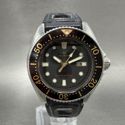 Seiko SQ Divers 150 Watch Women 34mm Black Dial Steel Date 2625-0019 New Battery0