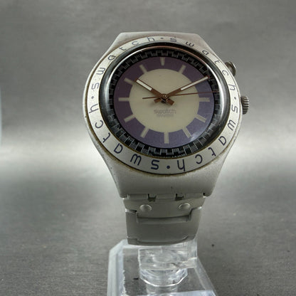 Swatch irony Zebah Watch Men 37mm Blue Dial Silver READ!!!!!!!! YGS9000 New Batt5