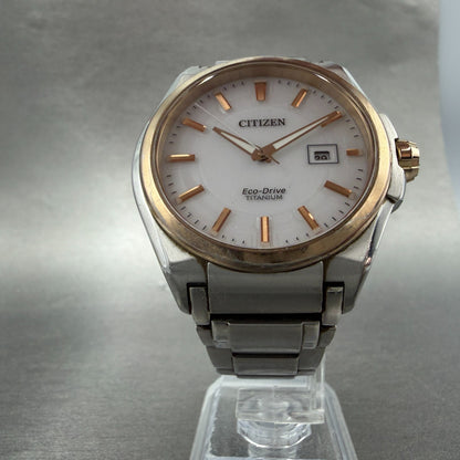 Citizen Eco-Drive Watch Men 43mm White Dial Titanium Date Round BM6935-53A Runs5