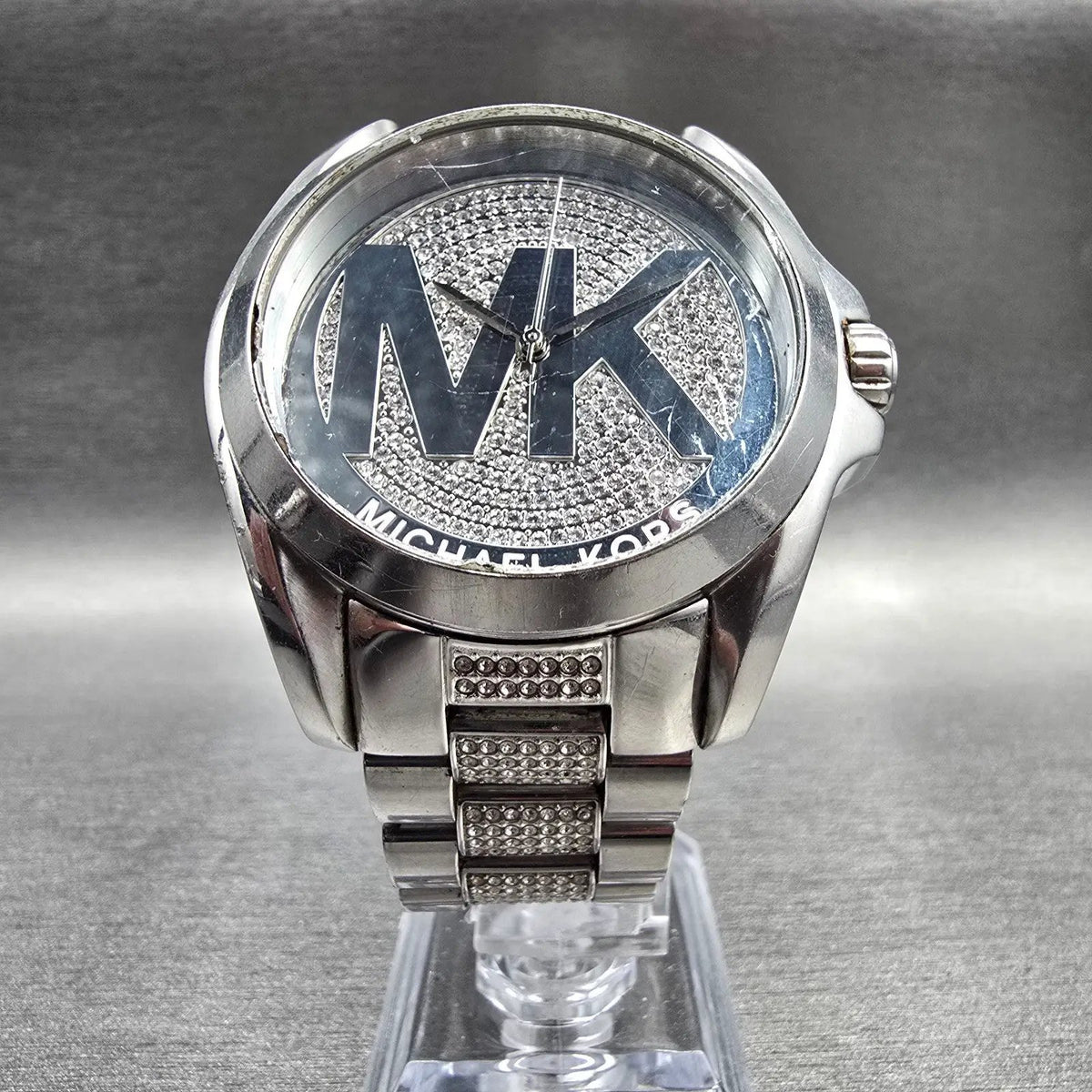 Michael Kors Bradshaw Watch Women 42mm Silver Dial Silver Tone MK6486 New Batt5