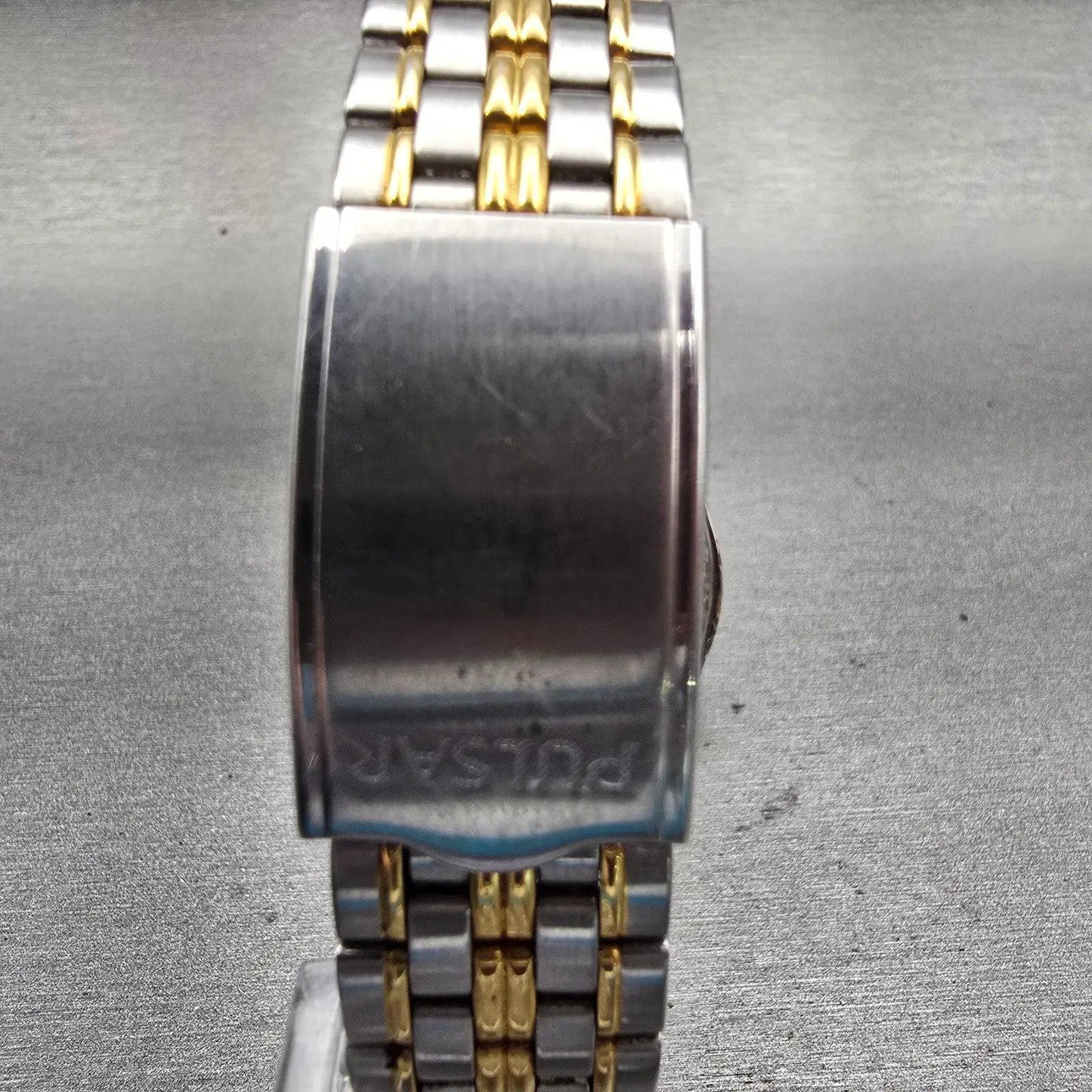 Seiko Pulsar Watch Men 36mm Blue Dial Two Tone Date Round V532-8C70 New Battery7