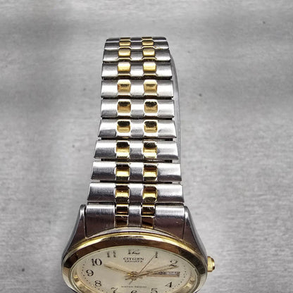 Citizen Watch Men 35mm Cream Dial Two Tone Daydate Round 1100-S63910 New Battery4